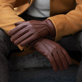 Lorenzo (brown) - American deerskin leather gloves with cashmere lining