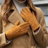 Beatrice  - suede leather gloves with luxurious shearling (sheep fur) lining