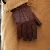 Lorenzo (brown) - American deerskin leather gloves with cashmere lining