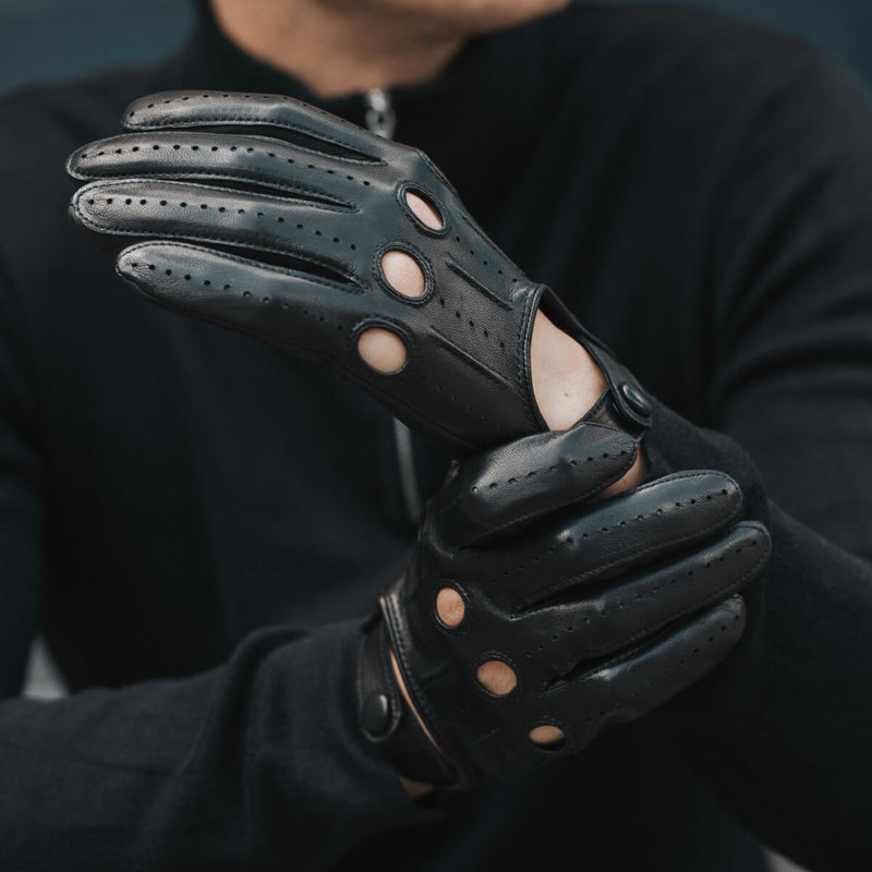 Men's Driving Gloves - Black - Made in Italy – Luxury Leather Gloves – Handmade in Italy – Fratelli Orsini® - 9