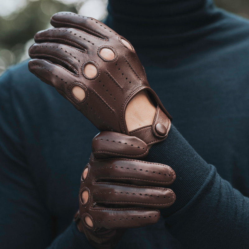Men's Driving Gloves - Brown - Made in Italy – Luxury Leather Gloves – Handmade in Italy – Fratelli Orsini® - 8
