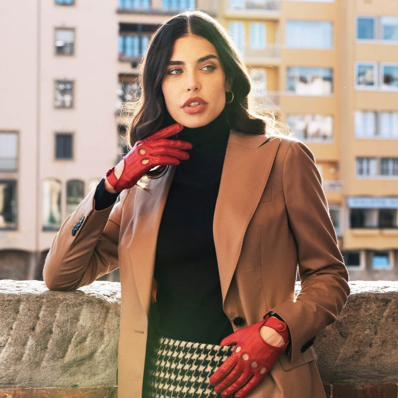 Driving Gloves Classic Women Red - Made in Italy – Luxury Leather Gloves – Handmade in Italy – Fratelli Orsini® - 10