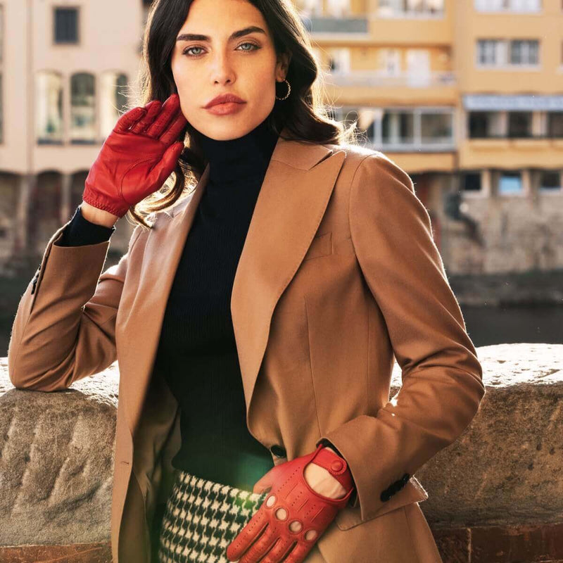 Driving Gloves Classic Women Red - Made in Italy – Luxury Leather Gloves – Handmade in Italy – Fratelli Orsini® - 8