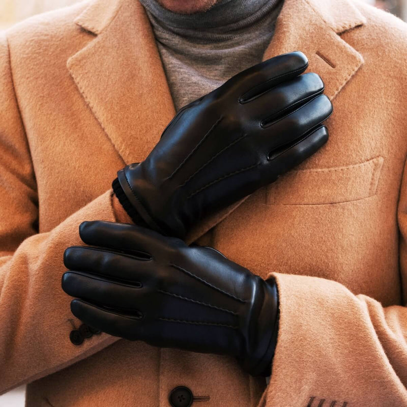 Gants en Cuir Noir Homme - Écran Tactile - Fabriqués à la Main en Italie –  Fratelli Orsini®