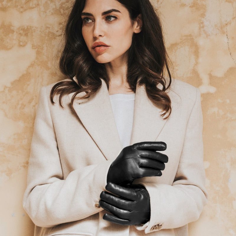 Black Leather Gloves Women - Natural Fur - Handmade in Italy – Luxury Leather Gloves – Handmade in Italy – Fratelli Orsini® - 9