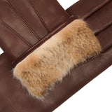 Francesca (brown) - lambskin leather gloves with brown fur lining