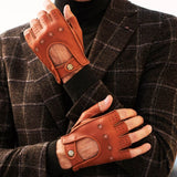 Fingerless Driving Gloves Men Deerskin Brown – Luxury Leather Gloves – Handmade in Italy – Fratelli Orsini® - 4