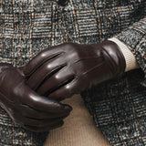 Touchscreen Leather Gloves Men Brown - Made in Italy - 100% Cashmere – Luxury Leather Gloves – Handmade in Italy – Fratelli Orsini® - 5