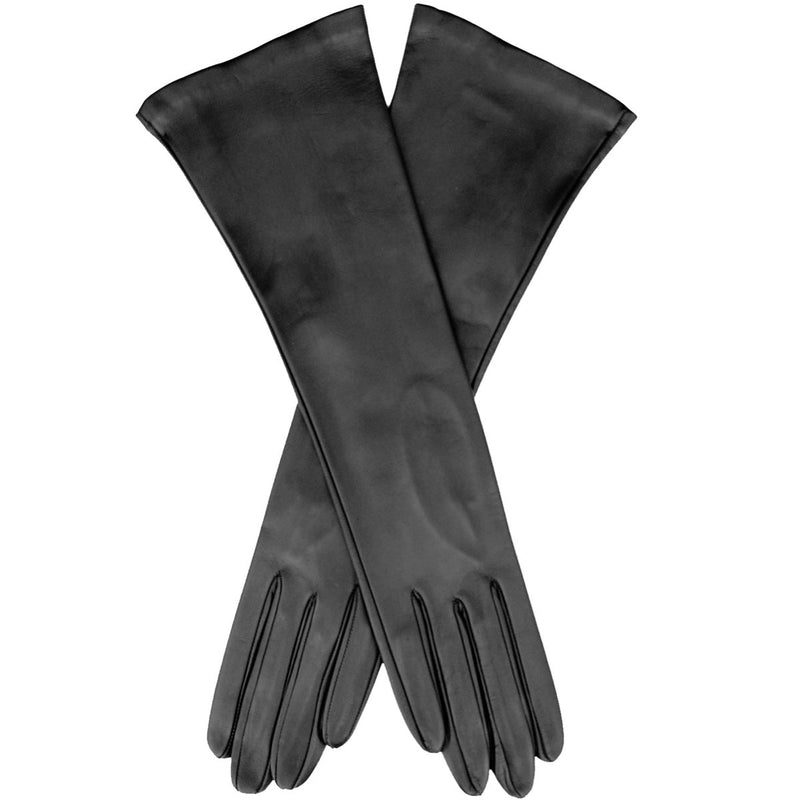 Lucia (black) - unlined 8-button length leather opera gloves