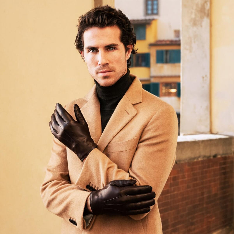 Leather Gloves Brown - White Fur - Handmade in Italy – Luxury Leather Gloves – Handmade in Italy – Fratelli Orsini® - 6