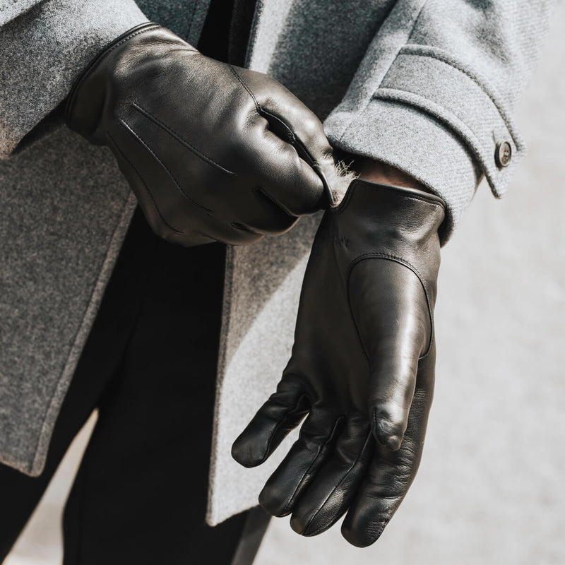 Men's Leather Gloves Black - Brown Coat - Handmade in Italy – Fratelli  Orsini