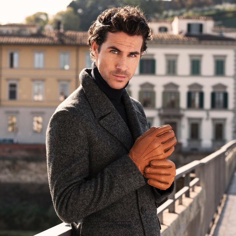 Brown Peccary Leather Gloves - 100% Cashmere - Handmade in Italy – Luxury Leather Gloves – Handmade in Italy – Fratelli Orsini® - 6