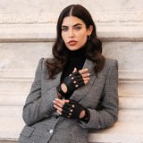 Women's Driving Gloves Black Fingerless - Made in Italy – Luxury Leather Gloves – Handmade in Italy – Fratelli Orsini® - 3