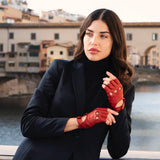 Women's Driving Gloves Red  Fingerless - Made in Italy – Luxury Leather Gloves – Handmade in Italy – Fratelli Orsini® - 6