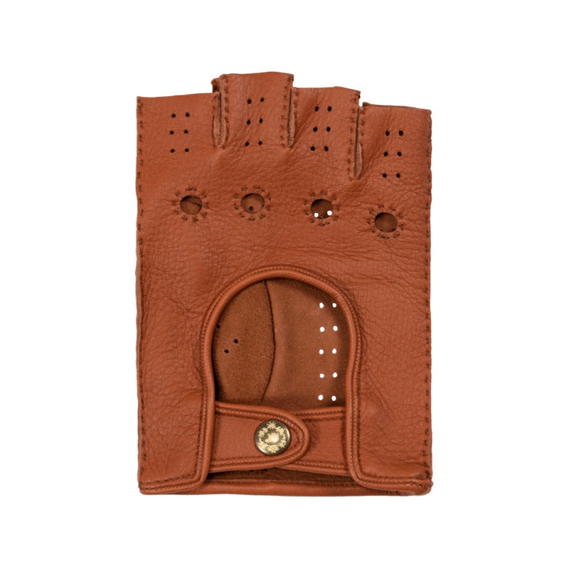 Fingerless Driving Gloves Men Deerskin Brown – Luxury Leather Gloves – Handmade in Italy – Fratelli Orsini® - 2